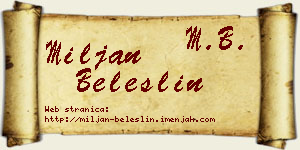Miljan Beleslin vizit kartica